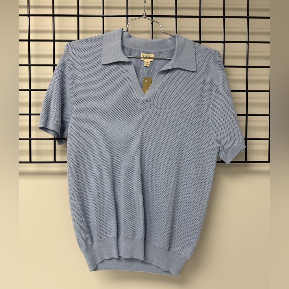 J. Crew Sky Blue Textured Polo Shirt